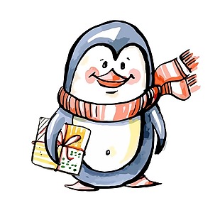 手绘卡通企鹅png元素
