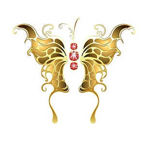 创意金色蝴蝶png元素