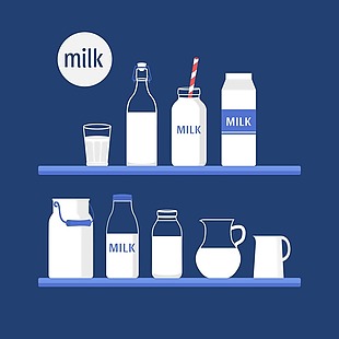 扁平早餐营养牛奶插画
