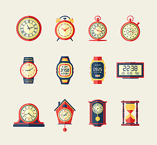 复古手表时钟模型图标icon