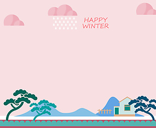 粉色矢量日本冬季海报背景风格