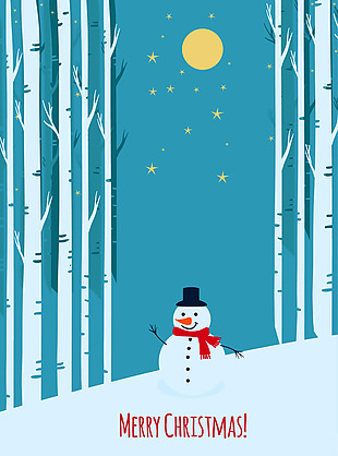 卡通雪夜圣诞节海报背景素材