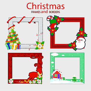 四个装饰圣诞相框