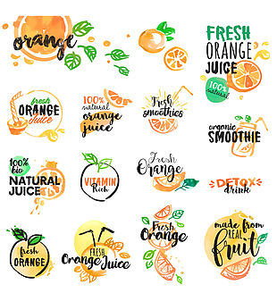 水彩绘美味的橙子图标