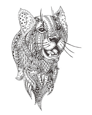时尚手绘花纹狮子头像