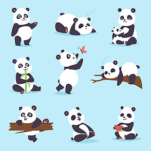 卡通可爱的大熊猫插画