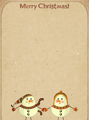 复古小雪人拉手圣诞海报背景素材