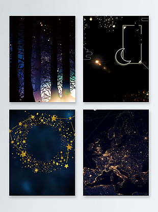 黑夜森林创意星空广告背景