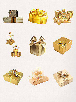 金色大气彩带礼物礼盒