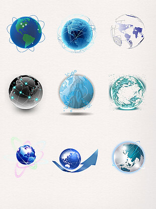 蓝色科技感线条圆形地球