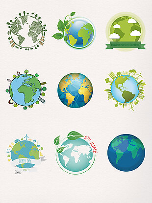 绿色手绘简约卡通地球
