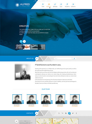 蓝色的电子科技商务网站商务合作设计
