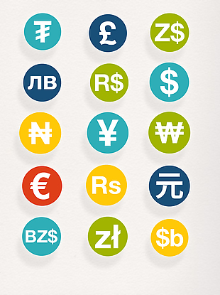 简约圆形金融货币符号商人节元素