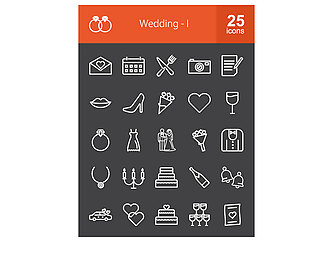 25款衣服鞋子花婚礼元素图标