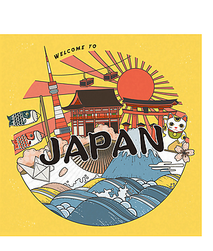 时尚特色日本旅行插画