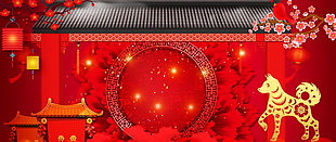 红色春节展板背景素材