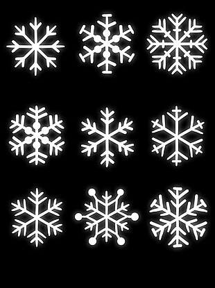 白色多边形雪花素材矢量冬天装饰图案集合