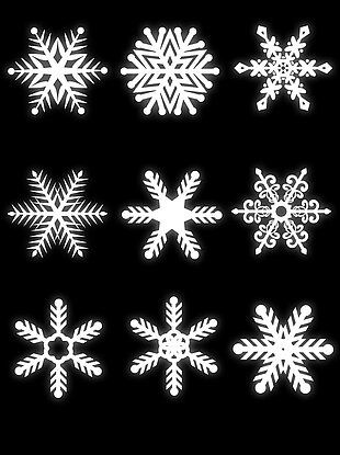 白色雪花素材矢量冬天设计元素装饰图案集合