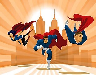 超级英雄团队海报设计矢量背景