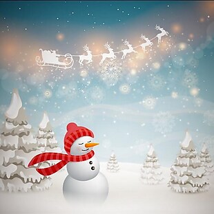 圣诞节有冬天的背景和雪人的矢量