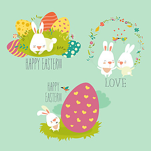 复活节的兔子矢量插图图标