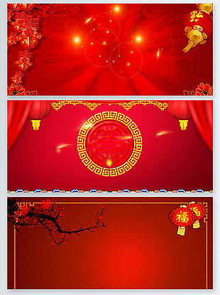 大红灯笼新年背景图展板背景广告背景