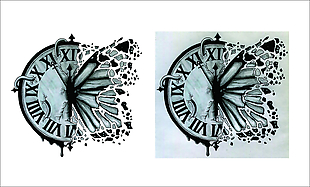 蝴蝶和时间印花元素