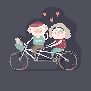 卡通骑自行车的情侣