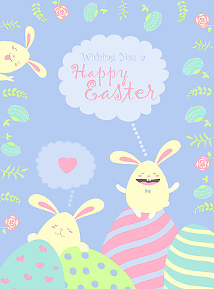 卡通兔子彩蛋花卉装饰