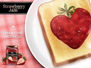 草莓酱和面包美食海报