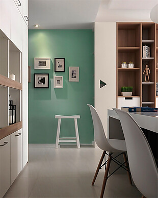 现代清新客厅薄荷绿背景墙室内装修效果图
