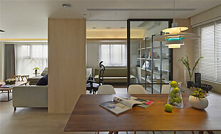 现代时尚客厅木制亮面桌子室内装修效果图