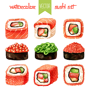 手绘美味寿司插画