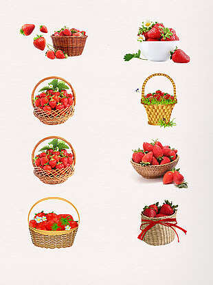 一堆新鲜草莓PNG素材