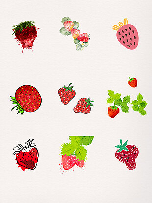卡通手绘草莓PNG素材