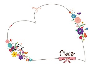 手绘心形花朵元素