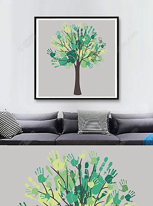 绿色植物创意小树装饰画