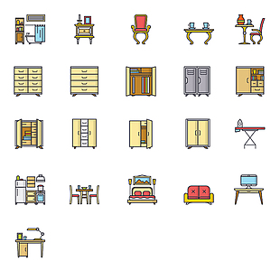 22枚家具的彩色图标
