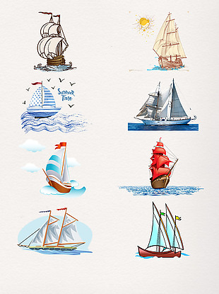大海的帆船装饰图案
