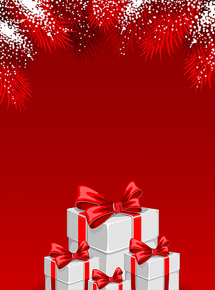 矢量红色礼物盒圣诞节背景