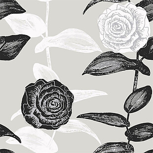 时尚冷酷黑色玫瑰壁纸图案