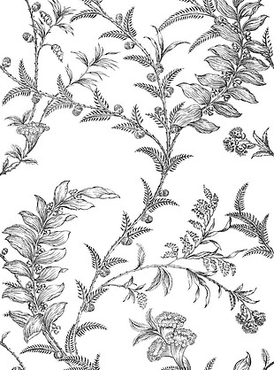 清新雅致灰色植物壁纸图案