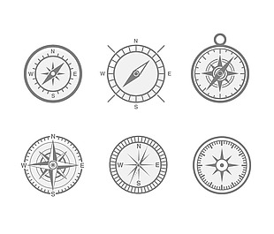 6个罗盘和导航的图标