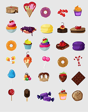 30个甜点和糖果的图标