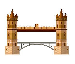 卡通城堡桥梁png元素