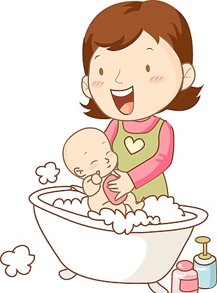 卡通婴儿洗澡png元素