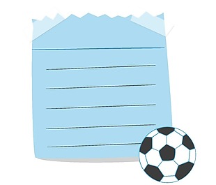 清新蓝色信纸足球元素