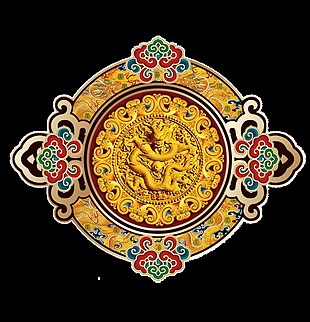 古典中国龙圆形装饰图案