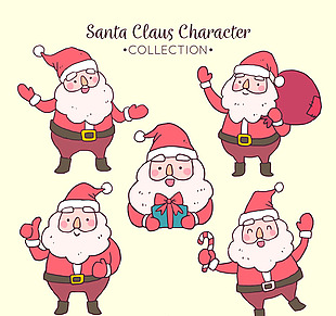5款彩绘圣诞老人矢量素材