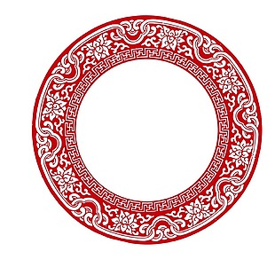 圆形大红传统装饰png元素